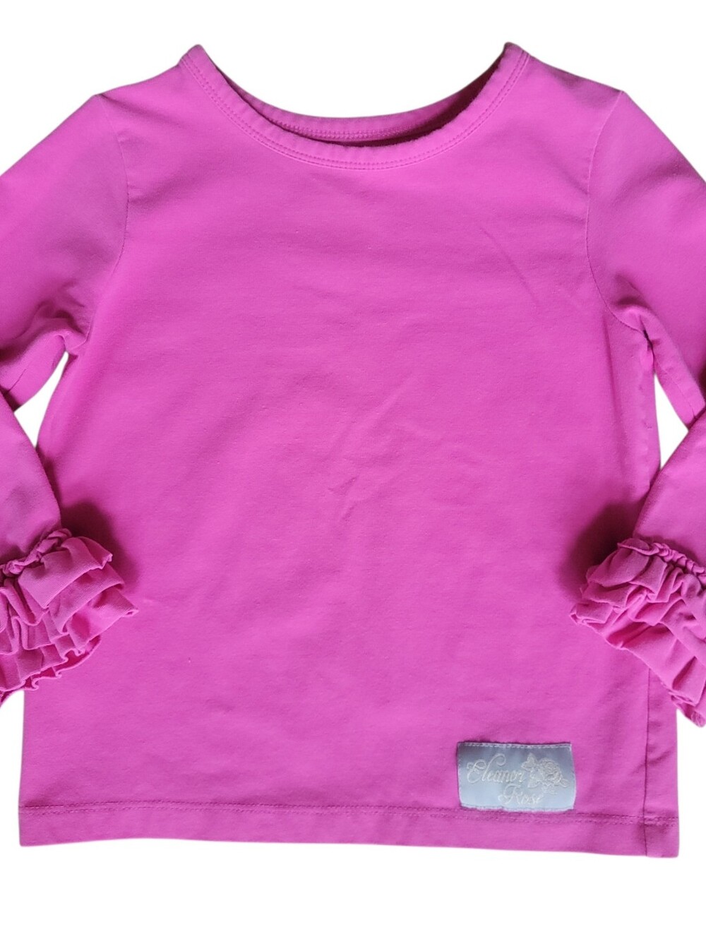 Eleanor Rose Girls Pink Carlie Long Sleeve Ruffle Cuff Crew Neck Top Size 4-5